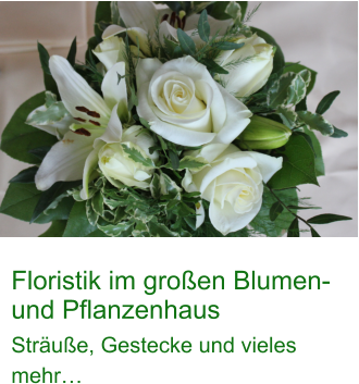 Floristik im großen Blumen- und Pflanzenhaus Sträuße, Gestecke und vieles mehr…